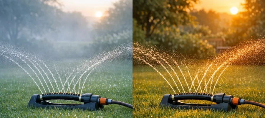 Die besten Zeiten fuer den Einsatz von Rasensprengern im Garten