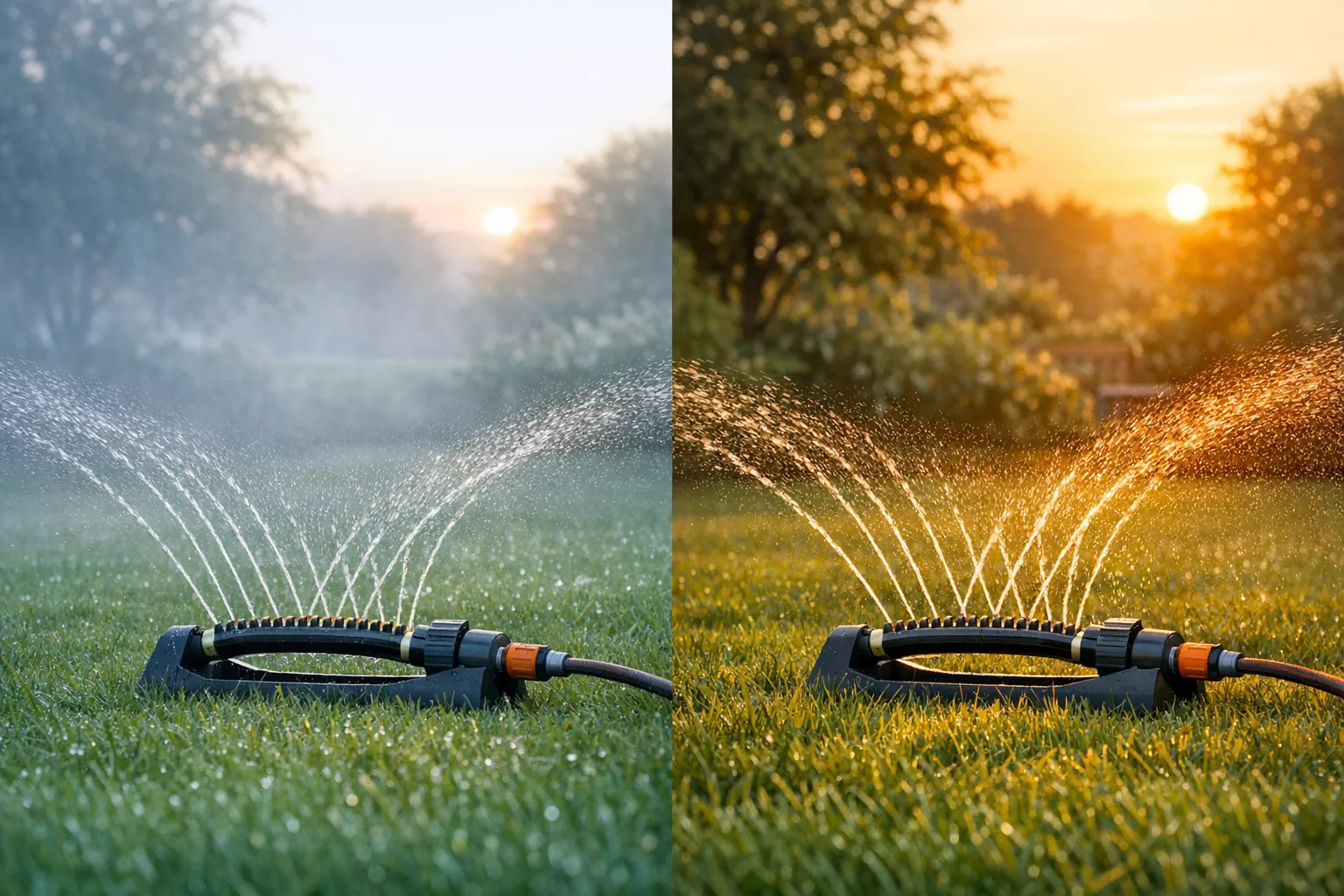 Die besten Zeiten fuer den Einsatz von Rasensprengern im Garten