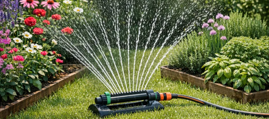 Rasensprenger fuer Rasen, Blumenbeete und Kraeutergaerten richtig anwenden
